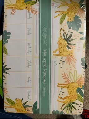 Mousepad Notepad Weekly Planner - Green & Yellow Jungle Design